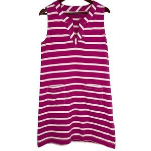 Kate Spade Tropez Stripe Shift Dress Womens XL Pink White Cotton Preppy Pockets
